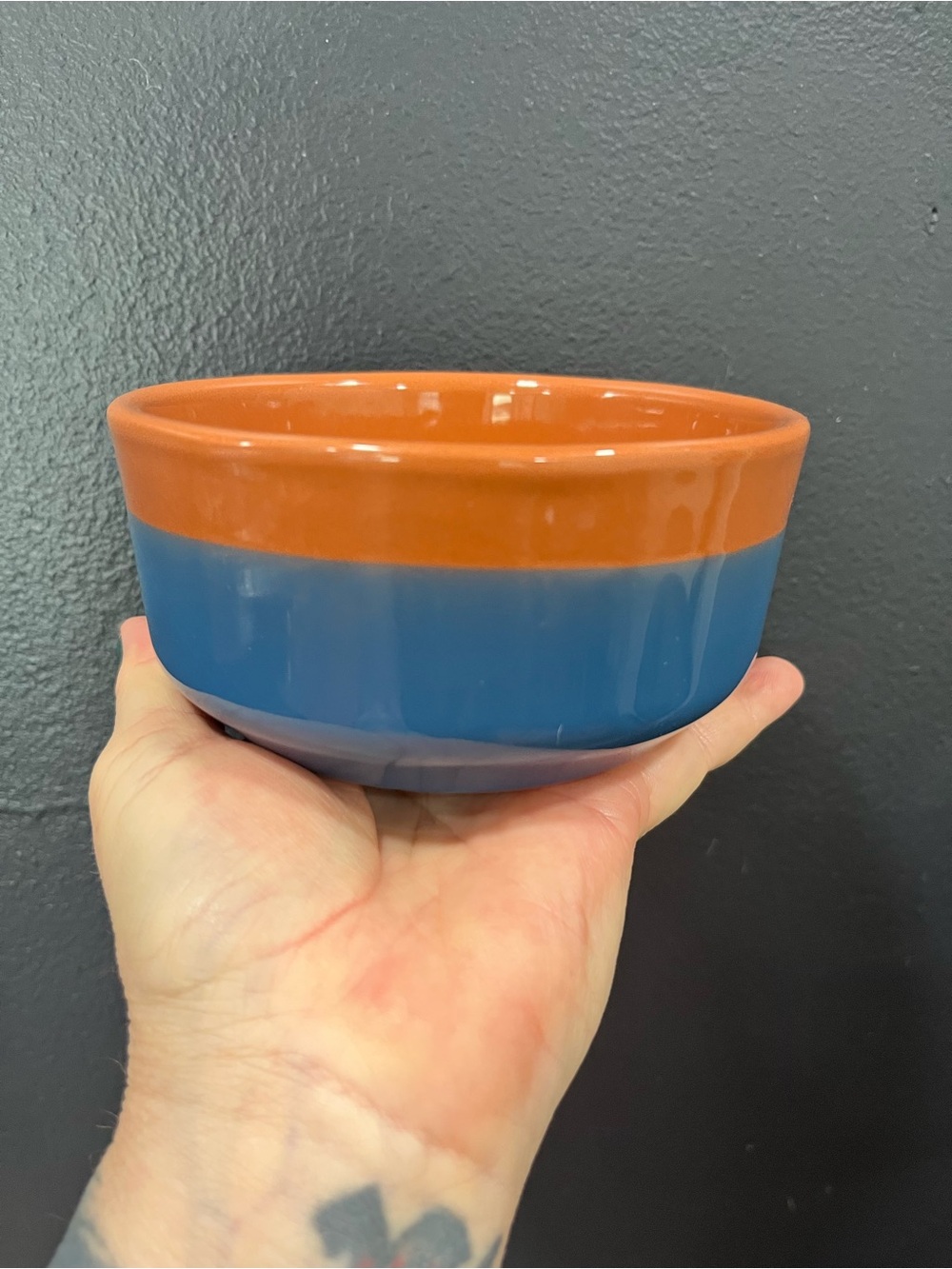 Threshold Terracotta Blue Glazed Dipped Bowl - Made in Portugal
